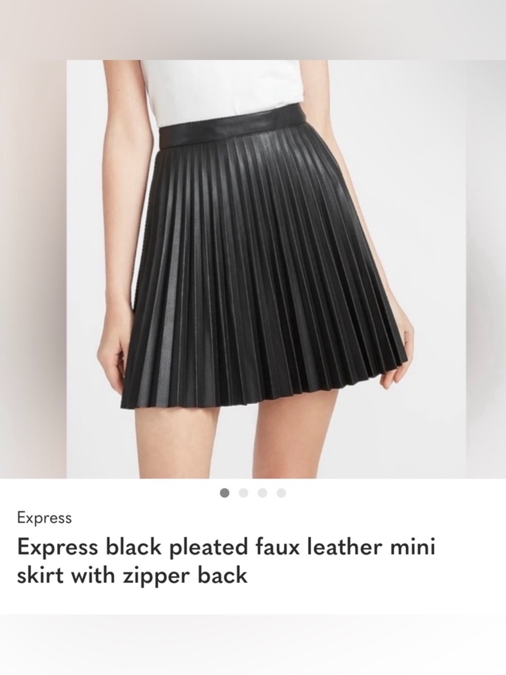 Express Black Pleated Faux Leather Mini Skirt with Zipper
